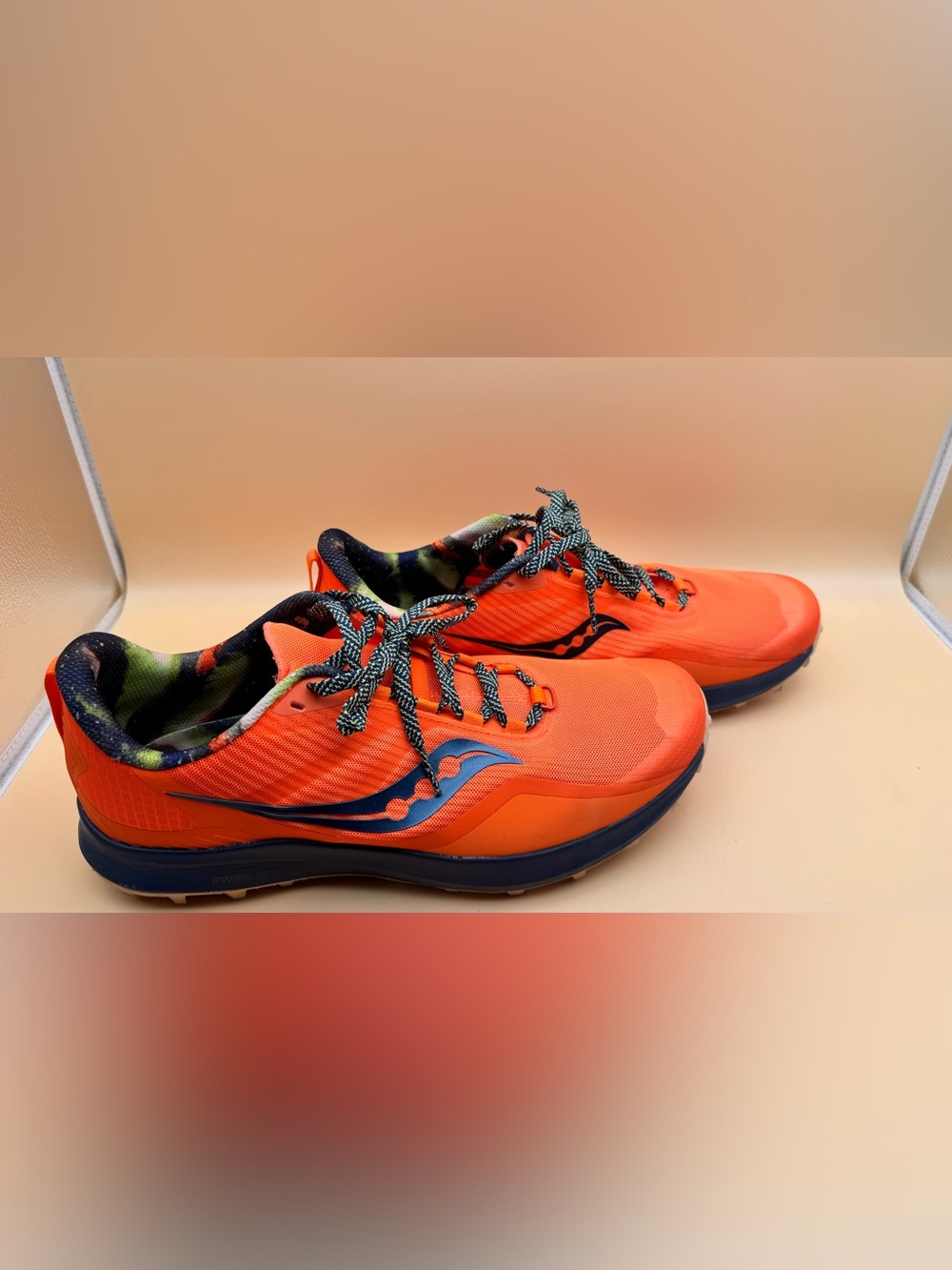 Saucony Bright Orange Sneakers with Navy Accents